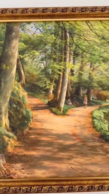 Quadro Crianças no Caminho da Floresta com Moldura Clássica Florença P — produção real | Ateliê Barroquina