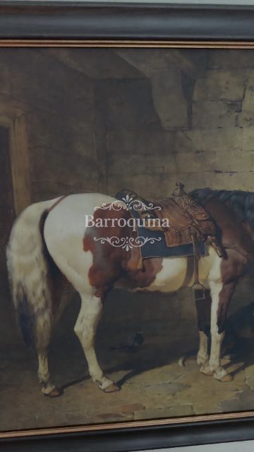 Quadro O Bebedouro com Moldura Ebano M — produção real | Ateliê Barroquina